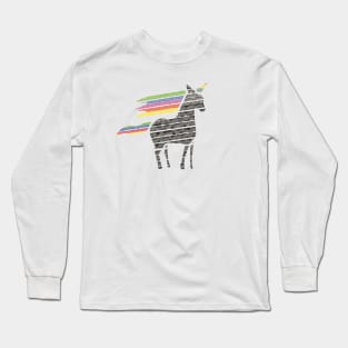 Black Unicorn with Rainbow Mane Long Sleeve T-Shirt